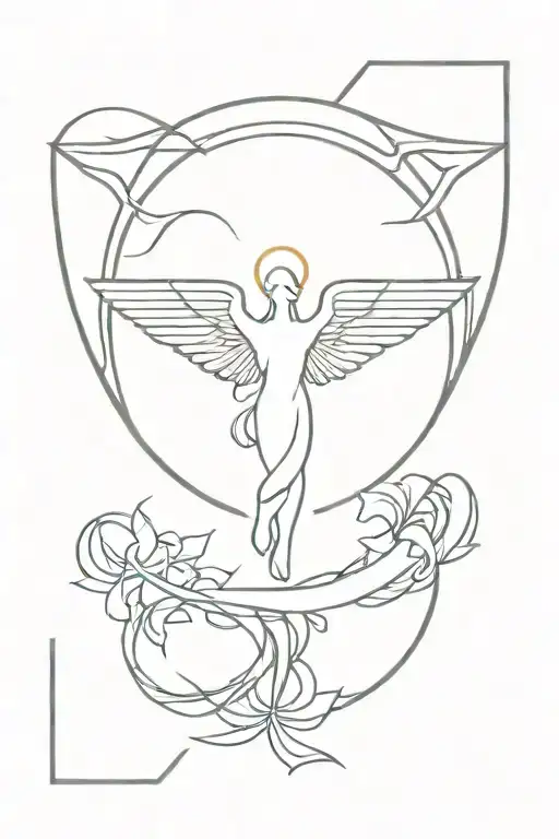 alpha et omega symbol  angel tattoo design idea
