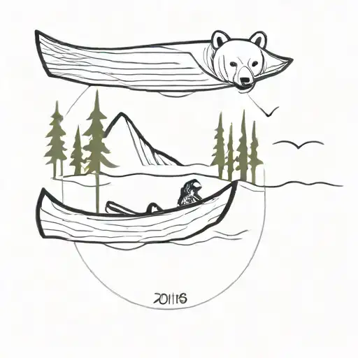 upside down canoe with a bear on top tattoo design idea