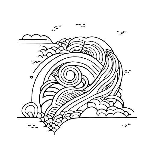 Surfboard with a wave-inspired pattern tattoo design idea