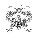 Surfboard with a wave-inspired pattern tattoo design idea