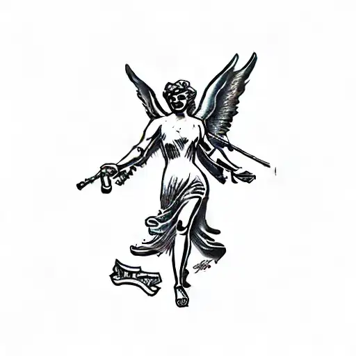 an statue of an Angel tattoo design idea