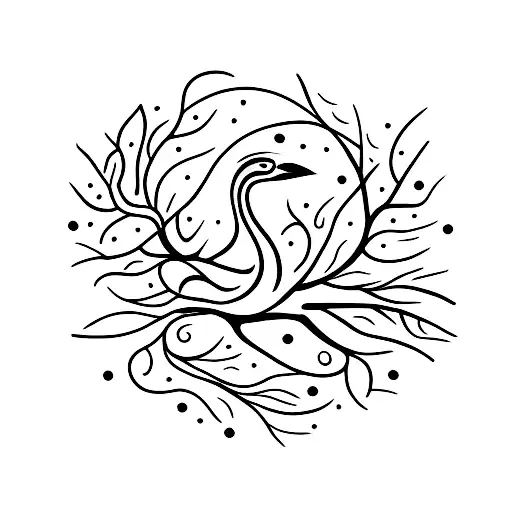 single branch with 5 birds tattoo design idea