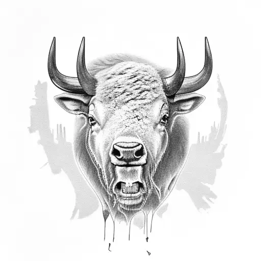 buffalo playing a banjo tattoo design idea