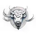 buffalo playing a banjo tattoo design idea