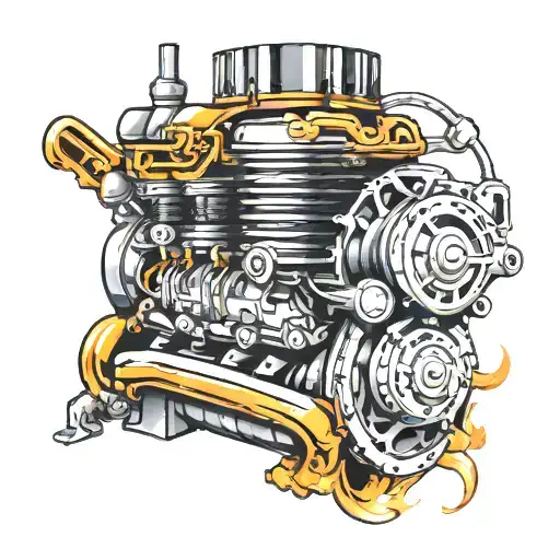 motor car engine tattoo design idea