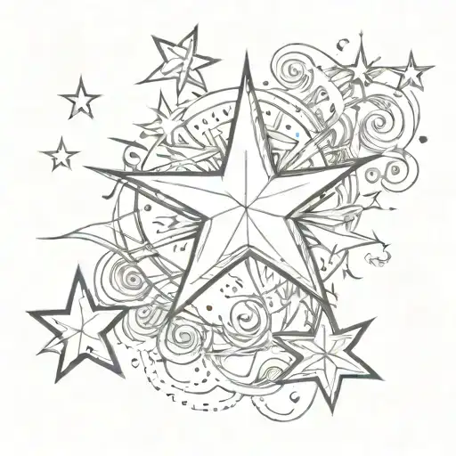 Dainty stars 555 inside tattoo design idea
