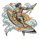 surfer cook tattoo design idea