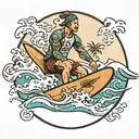 surfer cook tattoo design idea
