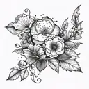 i have a black and white flower, create a nature background, night sky, swiss alps tattoo design idea