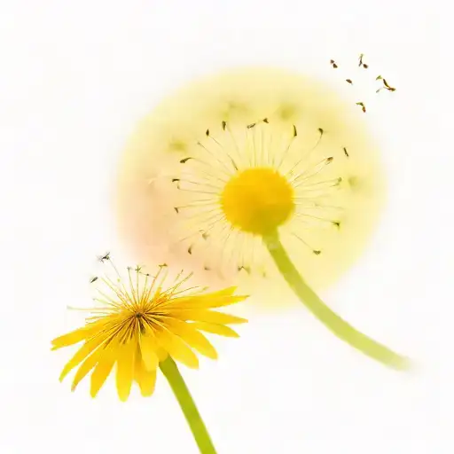 behind  ear tattoo going down the neck of a dandilion been  held by a fairy and blowing the dandelion tattoo design idea