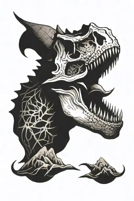 dinosaur skull tattoo design idea