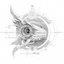 Mustang engine blueprint tattoo design idea