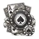 poker chip and ace card tattoo design idea