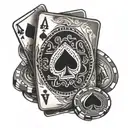 poker chip and ace card tattoo design idea