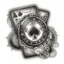 poker chip and ace card tattoo design idea