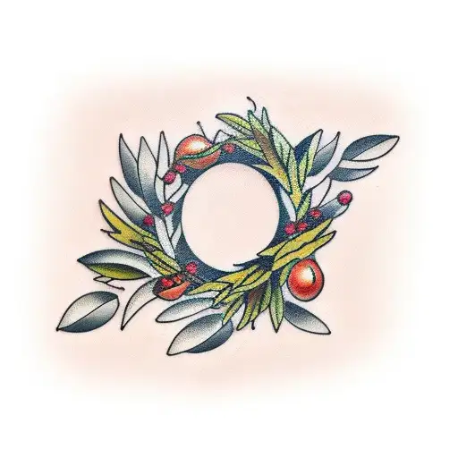 simple olive branch wreath tattoo design idea