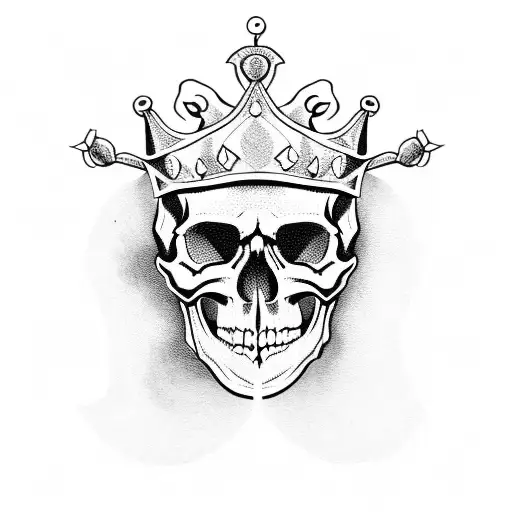 A skull wearing a crown made of pasta tattoo design idea