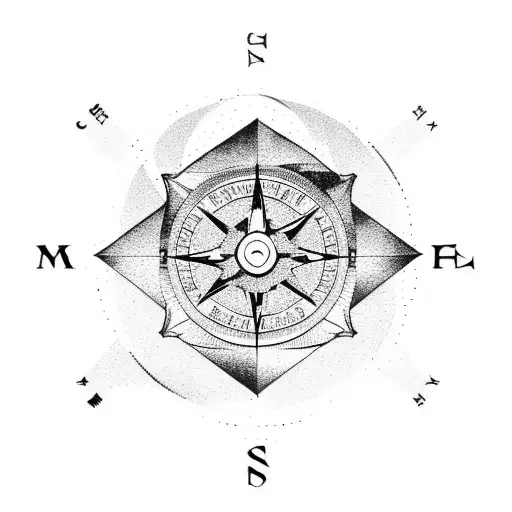 Mountain with Compass tattoo design idea