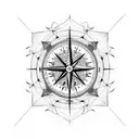 Mountain with Compass tattoo design idea