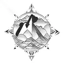 Mountain with Compass tattoo design idea