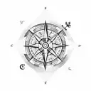 Mountain with Compass tattoo design idea