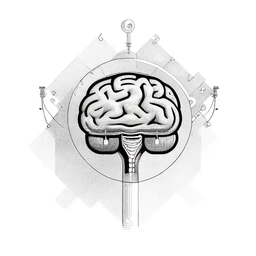 driving brain comics style tattoo design idea
