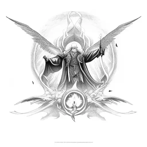 thestral  flying over forbidden forest with a wizard in the forest castin a patronos charm  tattoo design idea