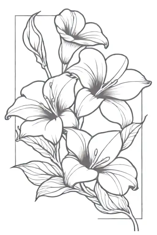 2 Morning Glory Flower and Calla lily tattoo design idea