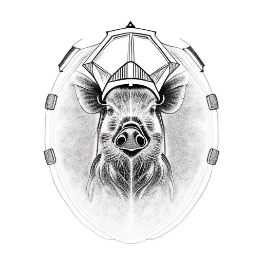 Boar wearing bike helmet tattoo design idea