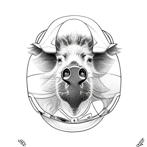 Boar wearing bike helmet tattoo design idea