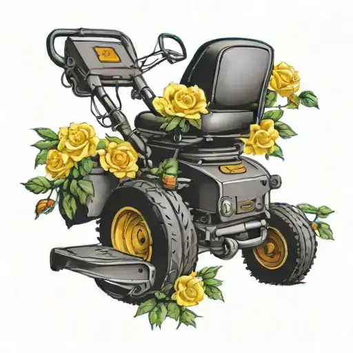 texas yellow roses lawnmower   tattoo design idea