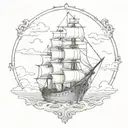 old school ship sailor modern  tattoo design idea