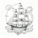 old school ship sailor modern  tattoo design idea