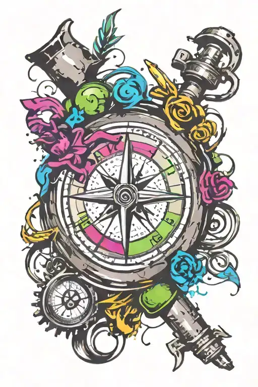 lifeline with compass and tattoo design idea