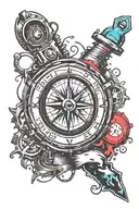 lifeline with compass and tattoo design idea