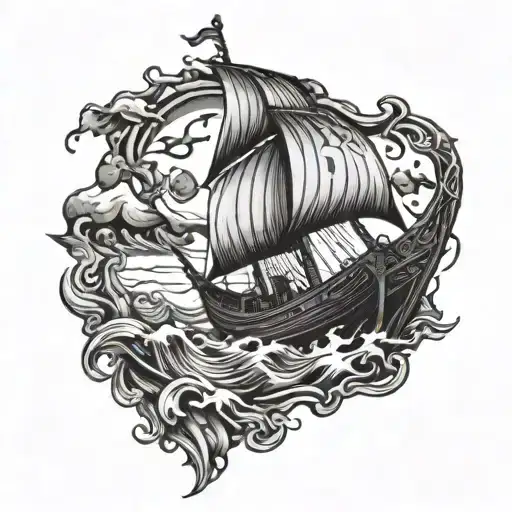 Broken Viking Ship with Broken Planks tattoo design idea