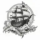 Broken Viking Ship sailing tattoo design idea