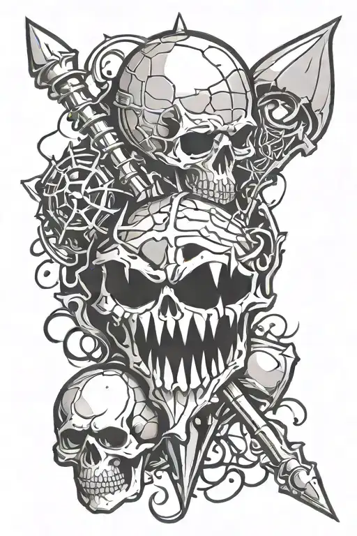 web with mace tattoo design idea