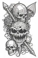 web with mace tattoo design idea