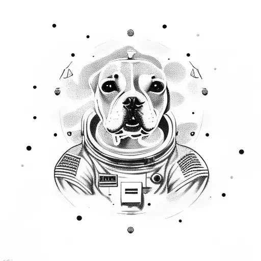 astronaut pitbull dog in space tattoo design idea
