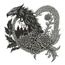 A Scottish-themed half sleeve tattoo incorporating a combination of thistles, tree of life, Heather flowers, and Celtic knots in a black and grey style. tattoo design idea