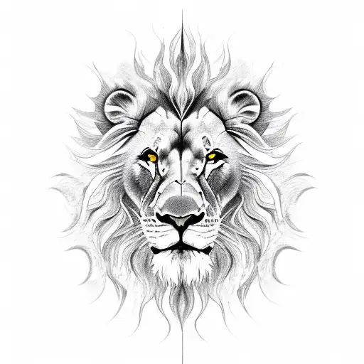 Lion and sun design tattoo design idea