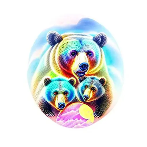mother bear with 3 cubs tattoo design idea
