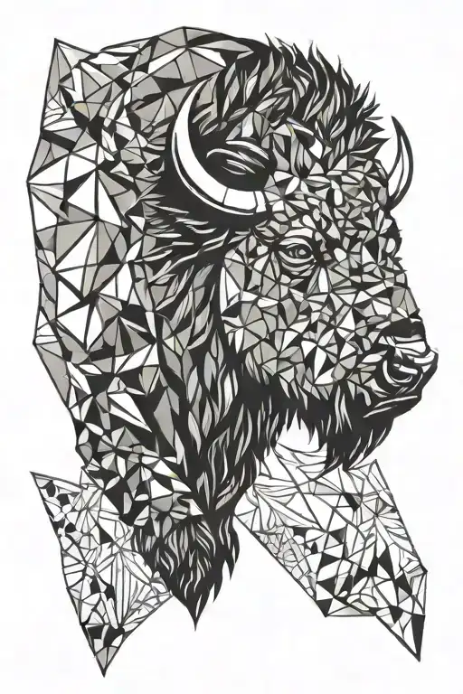bison facing storm tattoo design idea