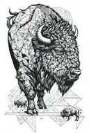 bison facing storm tattoo design idea