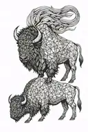 bison facing storm tattoo design idea