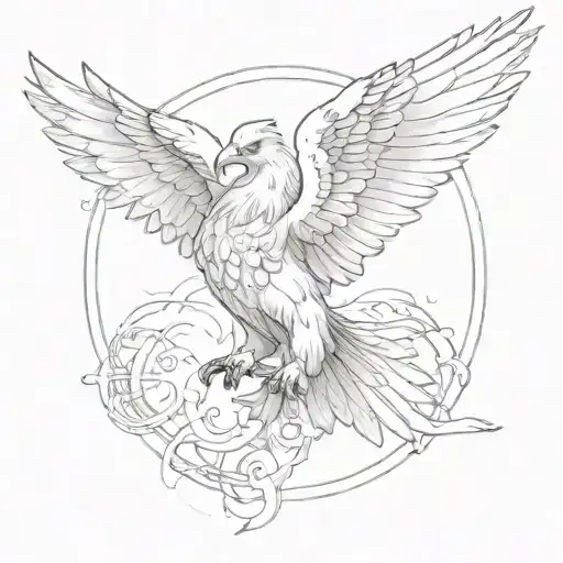 angel flying eagle tattoo design idea