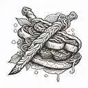 a black and white kebab sketch with the line "but i became a kebab" over it tattoo design idea