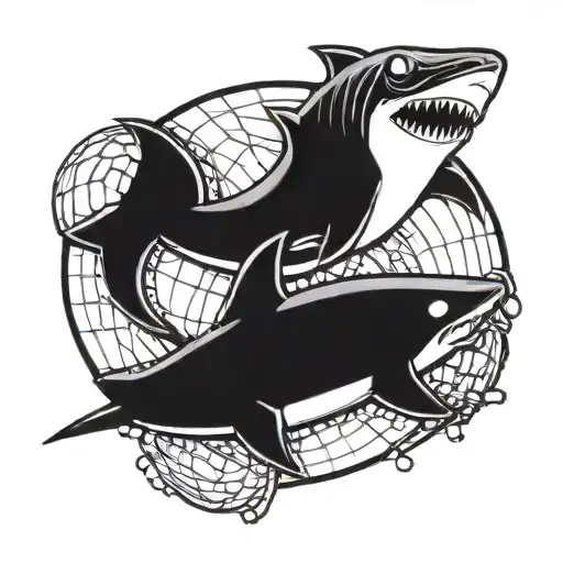 stitch and a shark playing volleyball together tattoo design idea