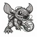 Stitch playing volleyball  tattoo design idea